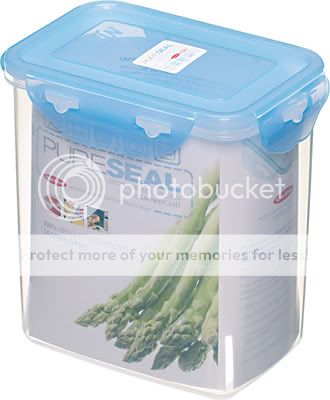 Pure Seal rectangular plastic storage container featuring 100% air