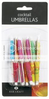 Folding Paper Umbrella & Cocktail Sticks 12 per pack  