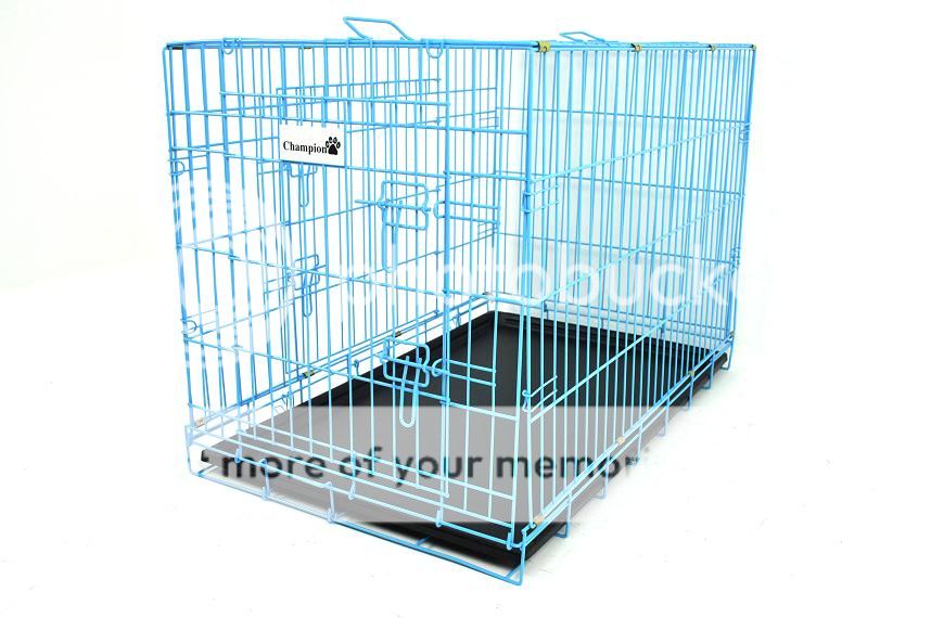 Blue 36" Champion Brand 2 Door Folding Dog Crate Kennel