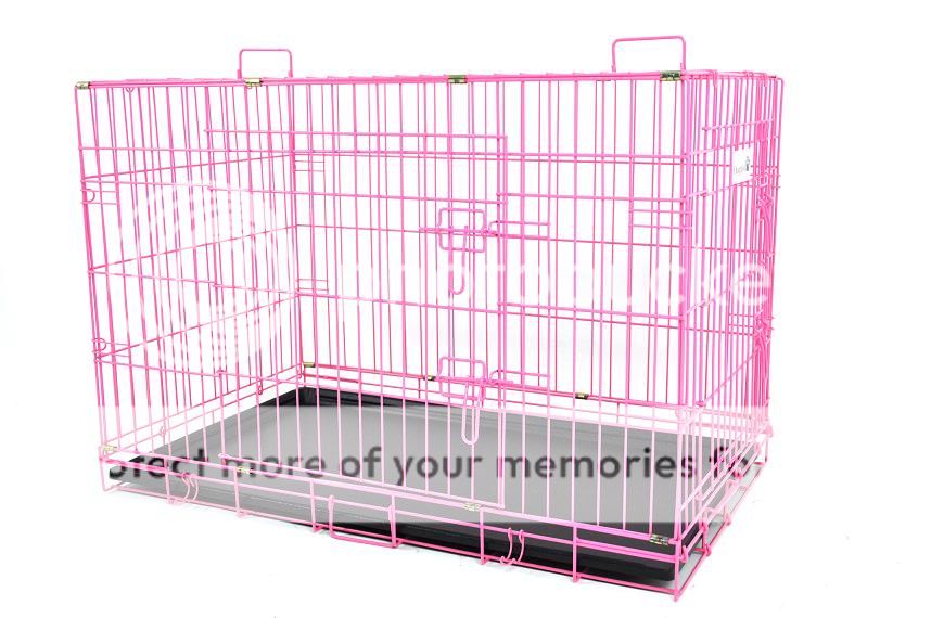 New Pink Champion 36" 2 Door Folding Dog Crate Cage Kennel