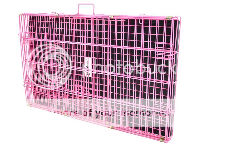New Pink Champion 36" 2 Door Folding Dog Crate Cage Kennel