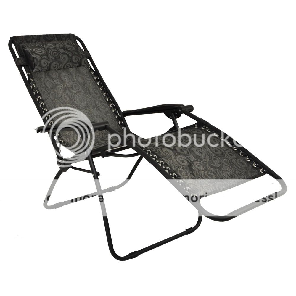 GREY SILVER GRAVITY RECLINER LOUNGE POOL PATIO CHAIRS  